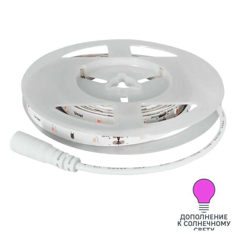 82435103Комплект ленты светодиодной для растений Uniel SMD 2835 21 диод/15 Вт/м 230 В 10 мм 2 м красно-синий спектр фиолетовый свет
