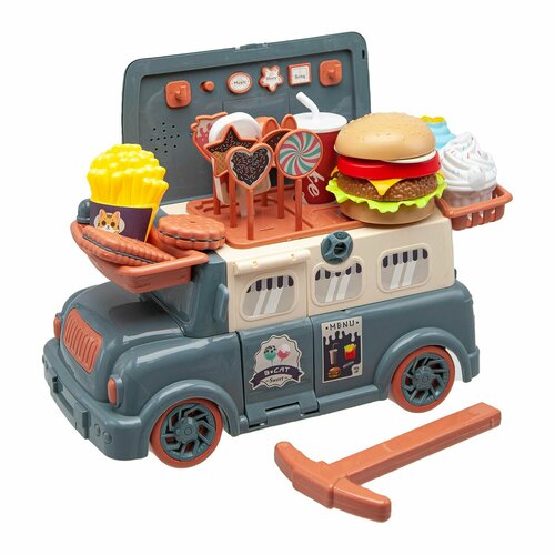 Набор Фастфуд Кухня детская на колесах со звуком и светом продукты игрушечные в комплекте игровой набор повара 1470₽