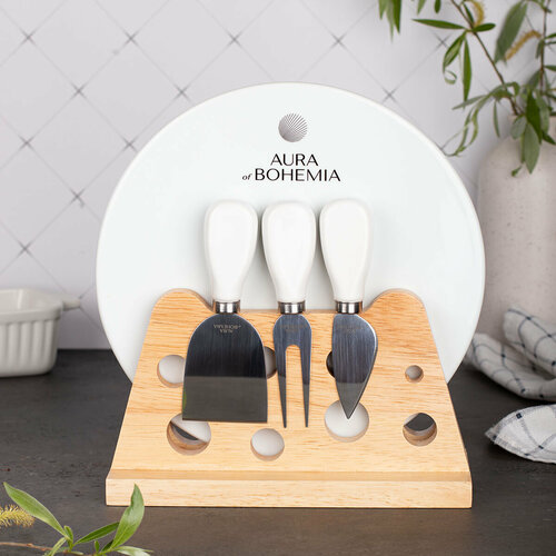 Набор для сервировки сыра на подставке 5 предметов белый 3595₽