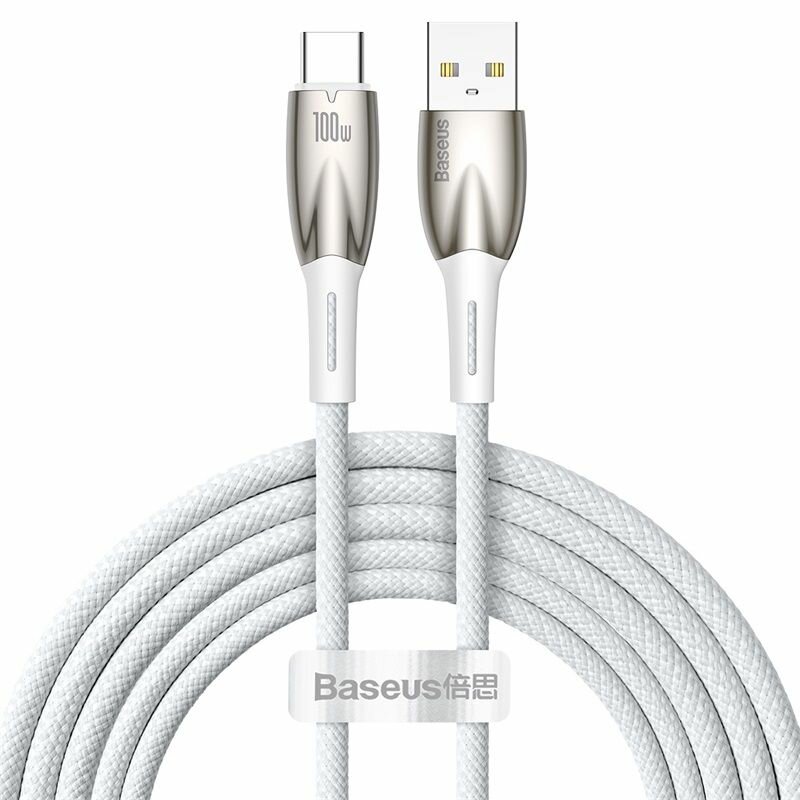 Кабель для быстрой зарядки Baseus Glimmer Series USB на Type-c 100 Вт 1 м Белый