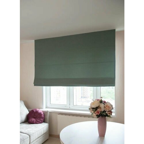 Римские шторы Элен на окна для комнаты Моя Штора ширина 140 см x высота 140см Травяная зелень 10800₽