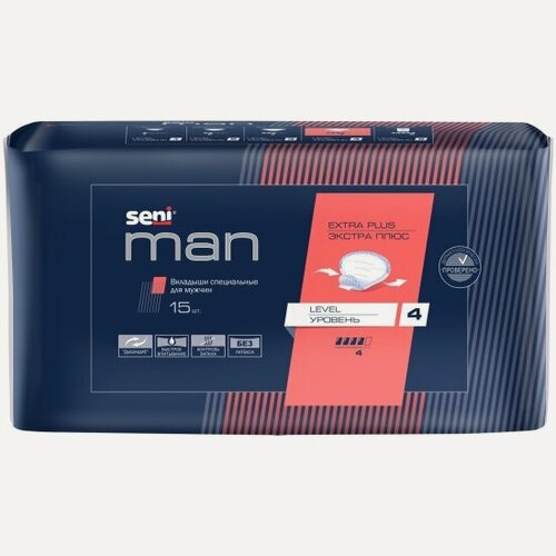 Изображение товара Вкладыши урологические для мужчин Seni Man Extra Plus Level 4 (экстра плюс уровень), 15 шт