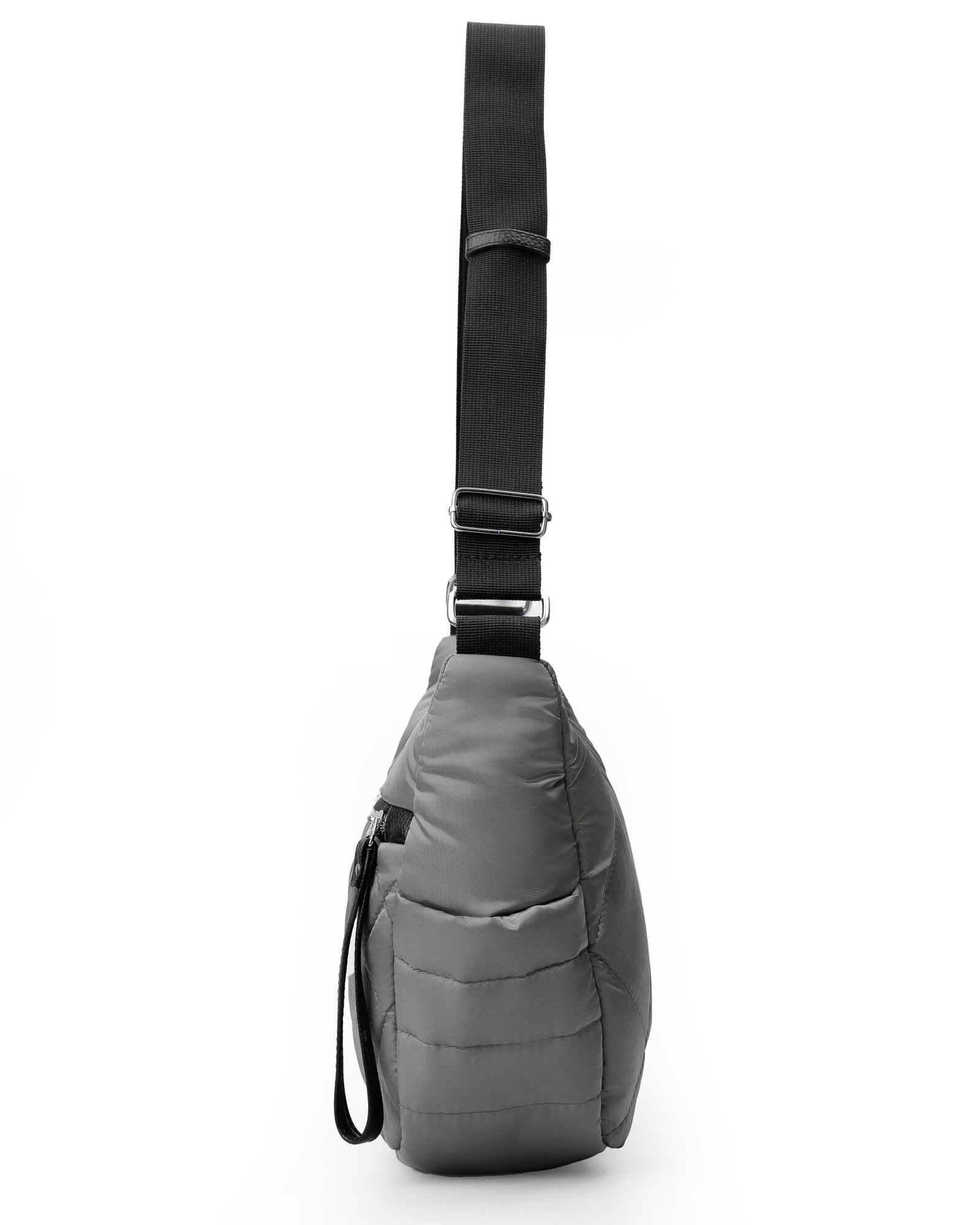 Сумка кросс-боди FABRIZIO CLUB маленькая через плечо тканевая стеганая, фактура рельефная, стеганая, матовая, серый — фото 1