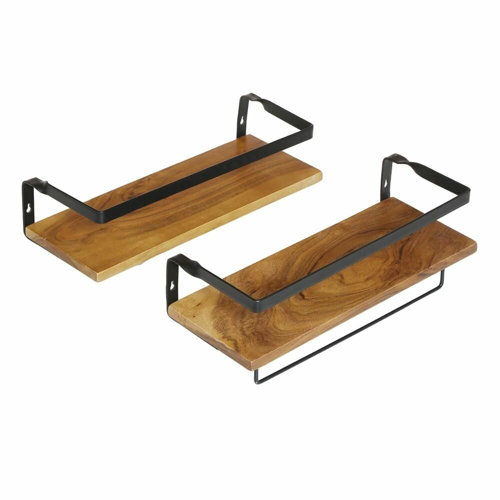 Полка для ванной акация металл крепление к стене 15x8x7 см