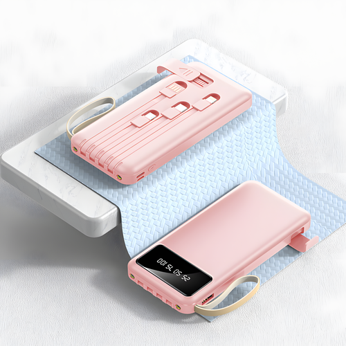 Портативный аккумулятор Changwei YM-488S 10000 mAh 10 Вт со кабелями в комплекте цифровой дисплей фиолетовый 1286₽