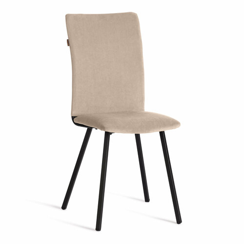 фото Стул обеденный для кухни с мягким сиденьем tetchair la rousse, 1 шт, флок, бежевый/черный