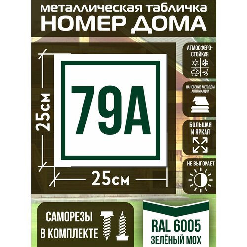 фото Адресная табличка на дом с номером 79а ral 6005 зеленая