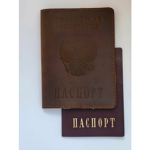 фото Обложка для паспорта кожаноff, коричневый