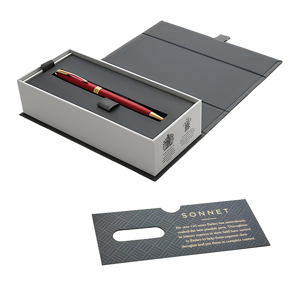 Ручка шариковая Parker Sonnet Core K439 Slim (1931477) LaqRed GT M черные чернила подар.кор. - фото №4
