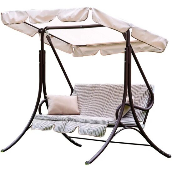 Качели садовые Olsa 2-х местные Мартинелла (каркас коричневый м/э разноцветный рис. полоска)