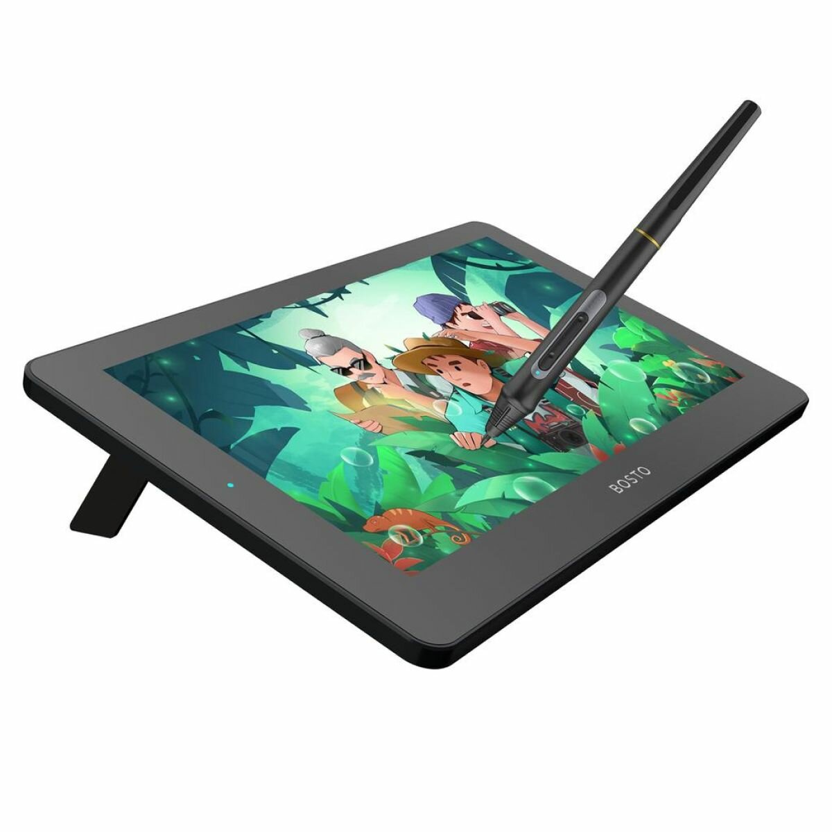 Графический планшет с экраном для рисования BOSTO BT12-HD, стилус, аксессуары и инструкция в комплекте