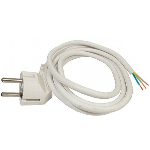 Вилка S22 Schuko на шнуре 3*0.75мм 3м угловая 11-1310 CEE7/7 кабель 220в 10А - белый