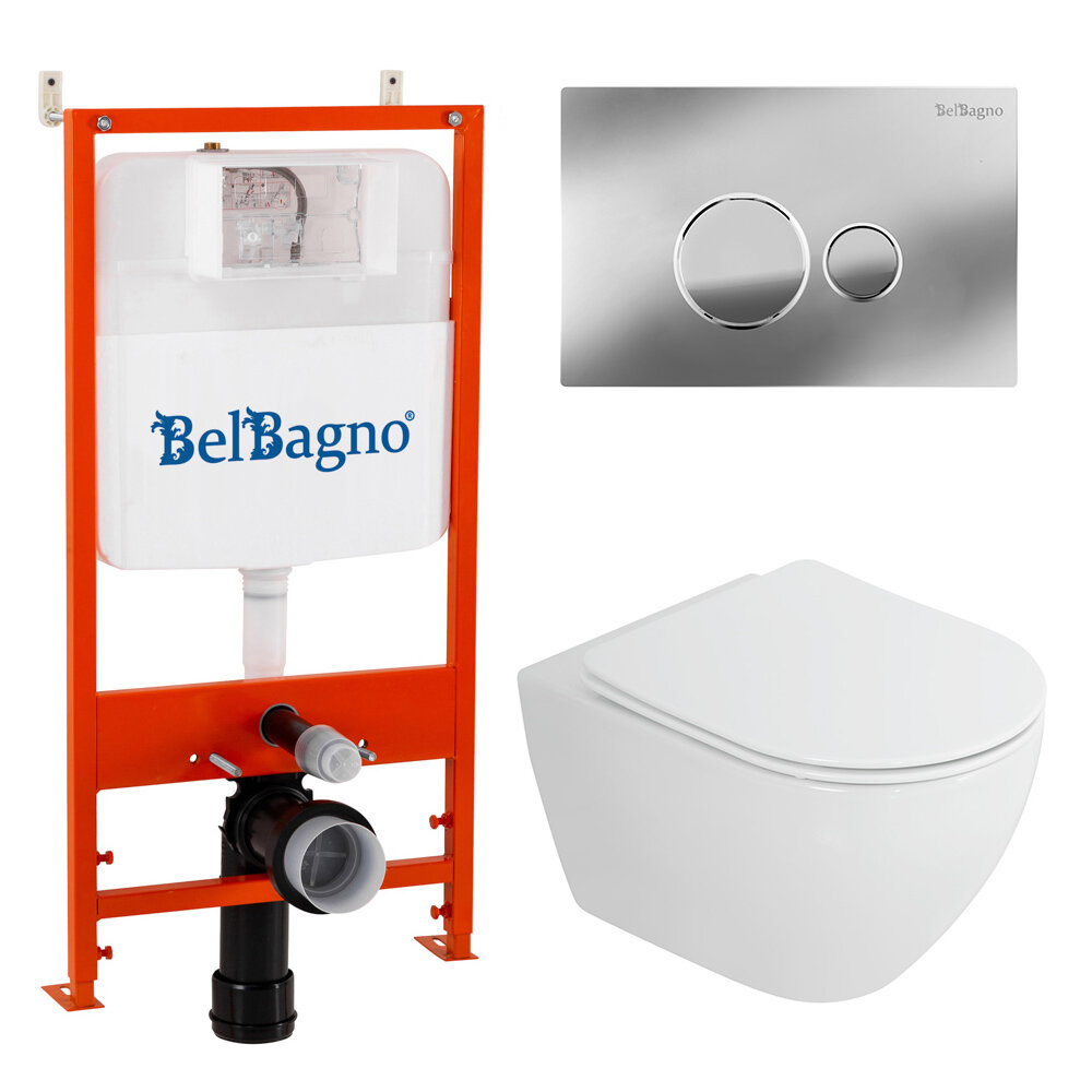 Комплект BelBagno инсталляция BB026 + унитаз Stylus-Tor CZR-6601-TH-TOR/CZR-2316-SC + кнопка смыва BB081CR - фото №1