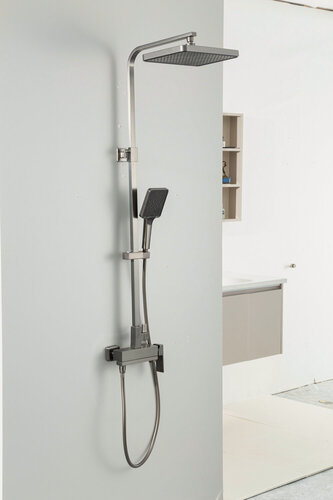 Изображение товара Душевая система со смесителем и тропическим душем Frap H91 F2491-9, латунь, цвет оружейная сталь