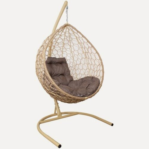 Изображение товара Подвесное кресло M-group капля Home с ротангом бежевое, подушка Какао