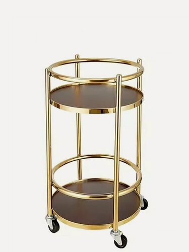 Изображение товара Сервировочная тележка "Роскошь", двухъярусная, нержавеющая сталь, золотая, 40x40х68 см