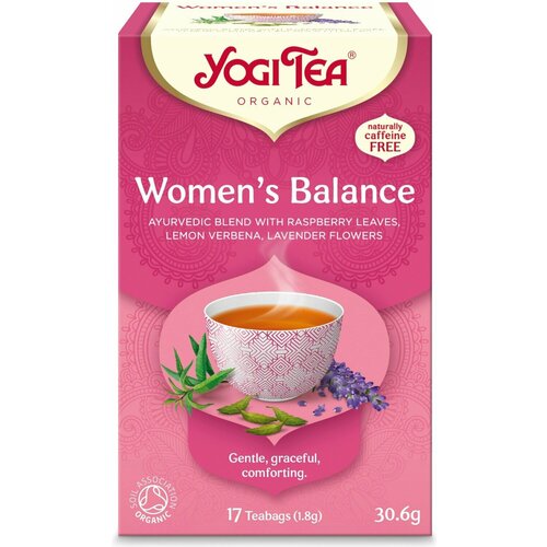 фото Чай в пакетиках yogi tea women's balance женский баланс, листья малины, лимонная вербена, цветки лаванды, 17 пакетиков