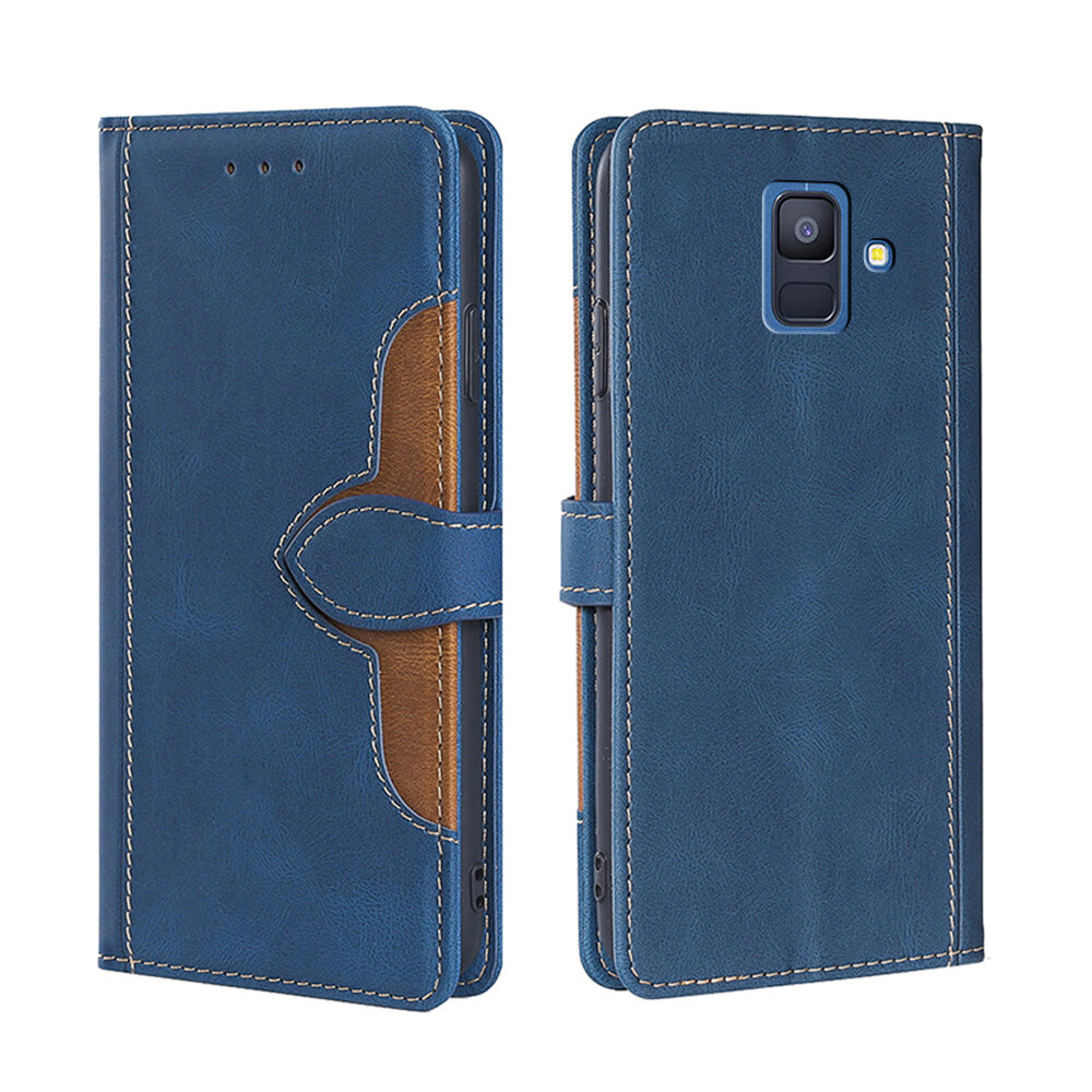 Чехол-книжка MyPads для Samsung Galaxy A6 (SM-A600F) / Самсунг А6 2018, узор в сочетании с другим цветом (синий)