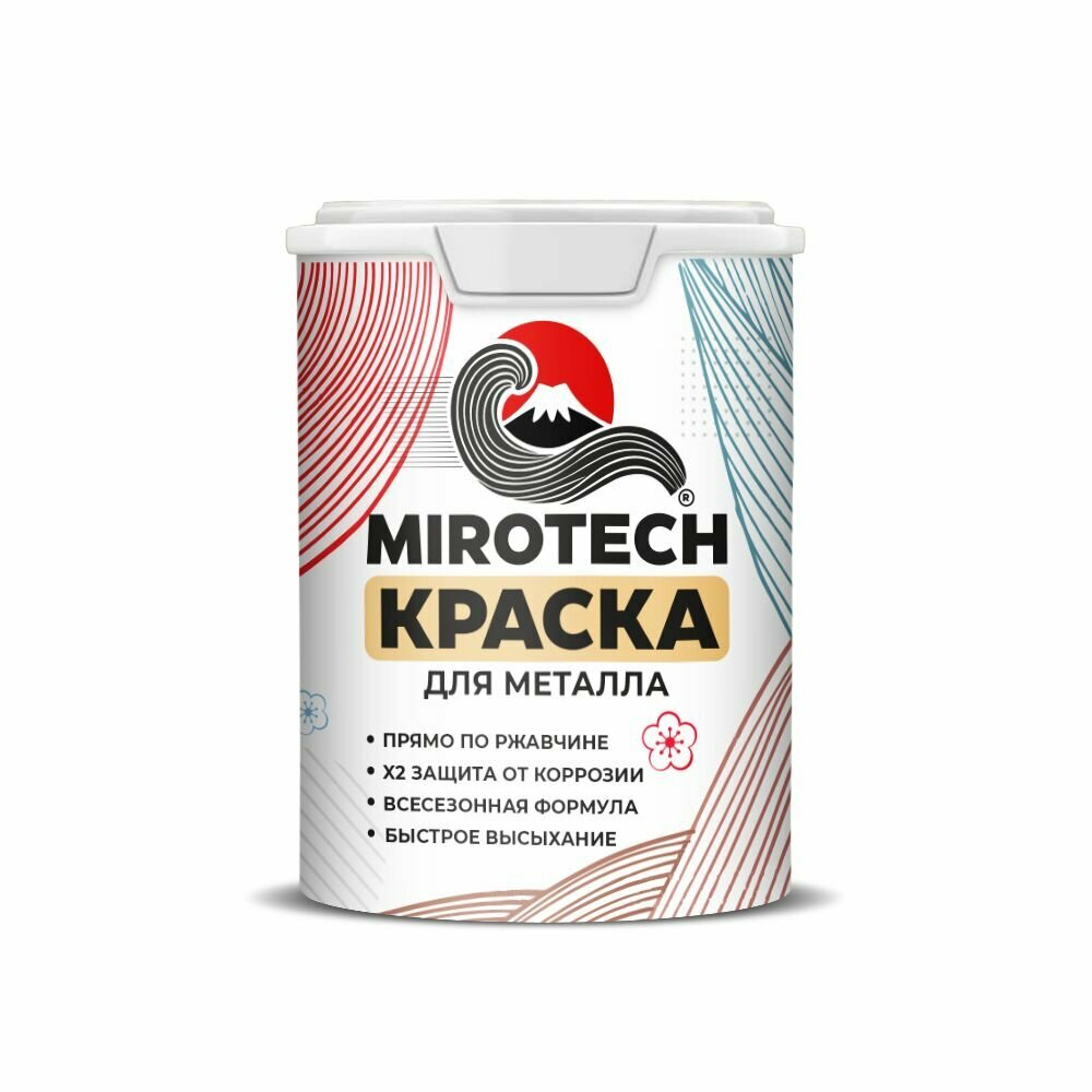 Краска по металлу MiroTech для крыш и заборов по ржавчине для наружных работ быстросохнущая износостойкая глянцевый красно-коричневый 2 кг