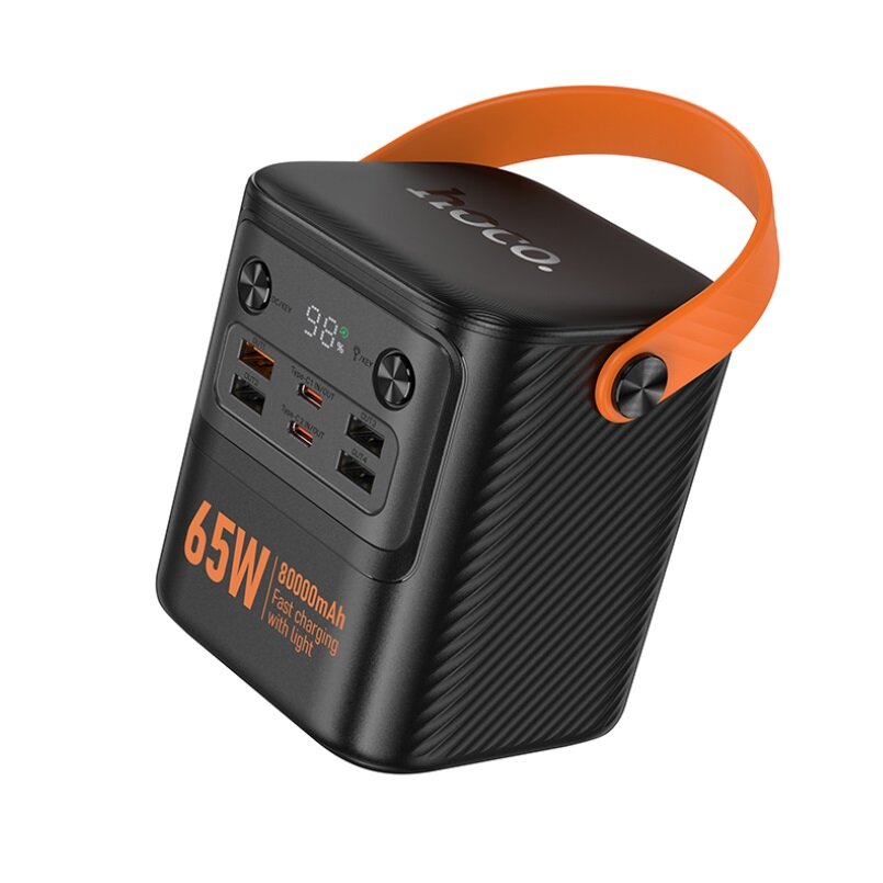 Портативная зарядная станция Hoco J152 Pro Tough + Light Power, 80000 mAh, PD65W, 2C+4U, 2000 циклов зарядки, Черный — фото 1