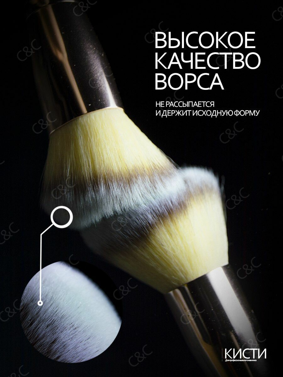 Набор Кистей для Макияжа, Искусственный Ворс, Бежевый/Розовый/Синий, 15 Шт — фото 1