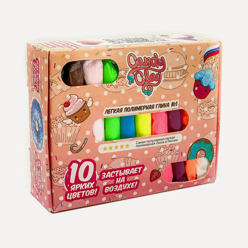 Изображение товара Candy Clay Масса для лепки набор 10 ярких цветов 11-0028-NM22 100 г для творчества детей