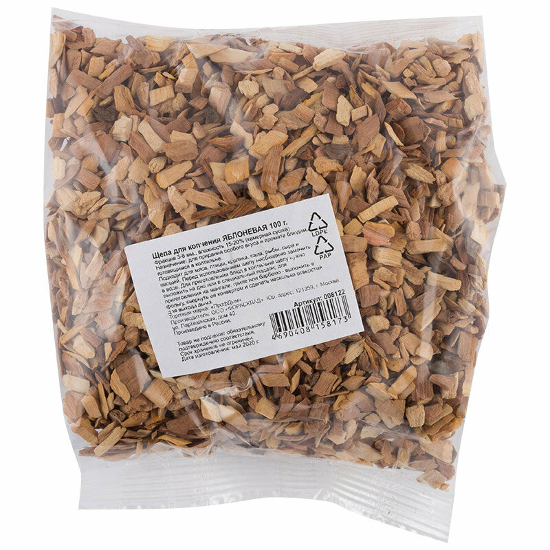 Щепа для копчения яблоневая 100г   008122 
