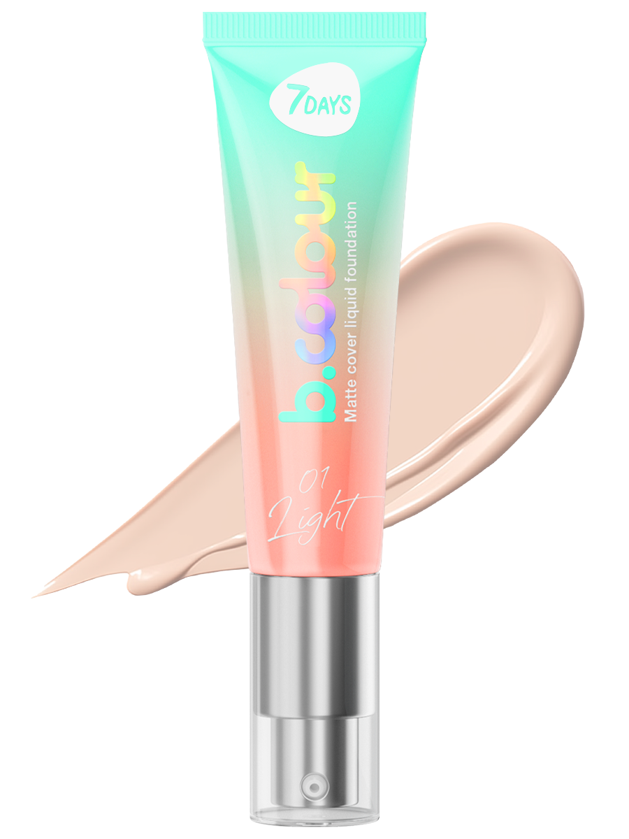 7DAYS Тональный крем для лица светлый, матирующий, увлажняющий, стойкий B.COLOUR 01 LIGHT — фото 1