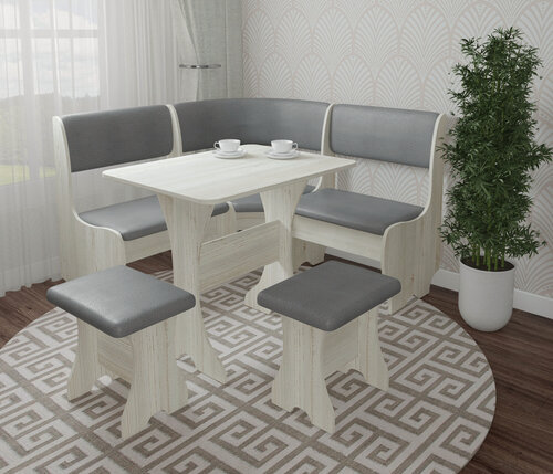 Изображение товара Кухонный уголок Есэндвич compatto Оливьер, 110x110x86,5 см (Сосна винтерберг/Кожзам Mango 13 Grey (BT))