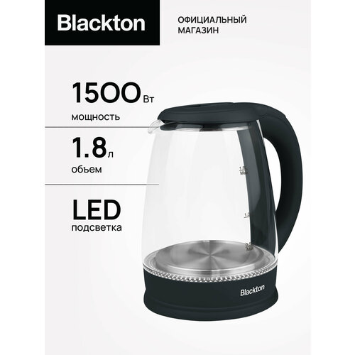 фото Чайник электрический blackton bt kt1800g черный / стеклянный / 1.8 л 1500 вт