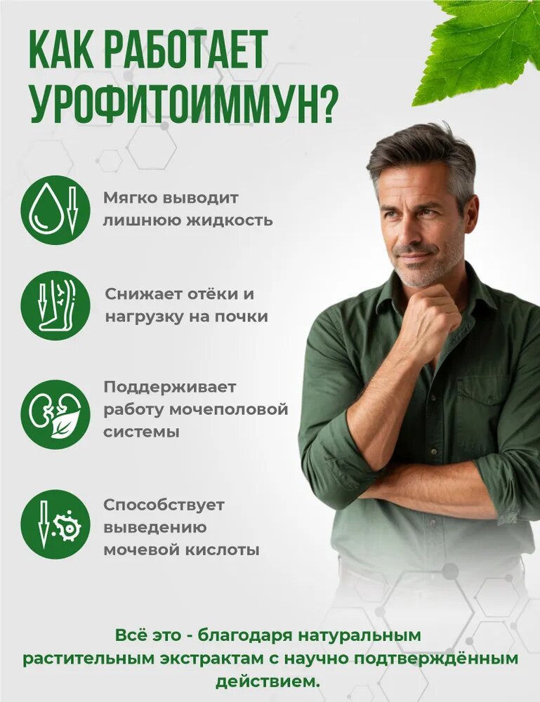 Картинки Мочегонные таблетки Fitomir УрофитоИмунн от отеков, цистита, пиелонефрита - 60 шт.