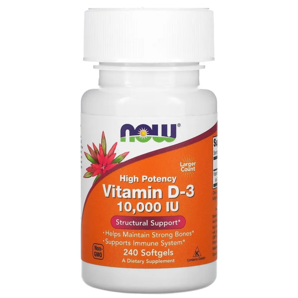 Витамин Д-3 250 мкг NOW Vitamin D-3 10000 МЕ / 240 софтгелей