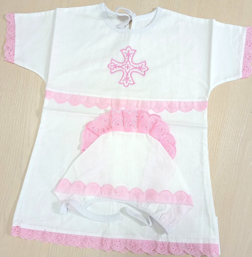 Комплект крестильный ПАПА МАМА размер 0-3 красный/розовый