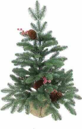 Ель искусственная елка зеленая с шишками и ягодами 06 м
