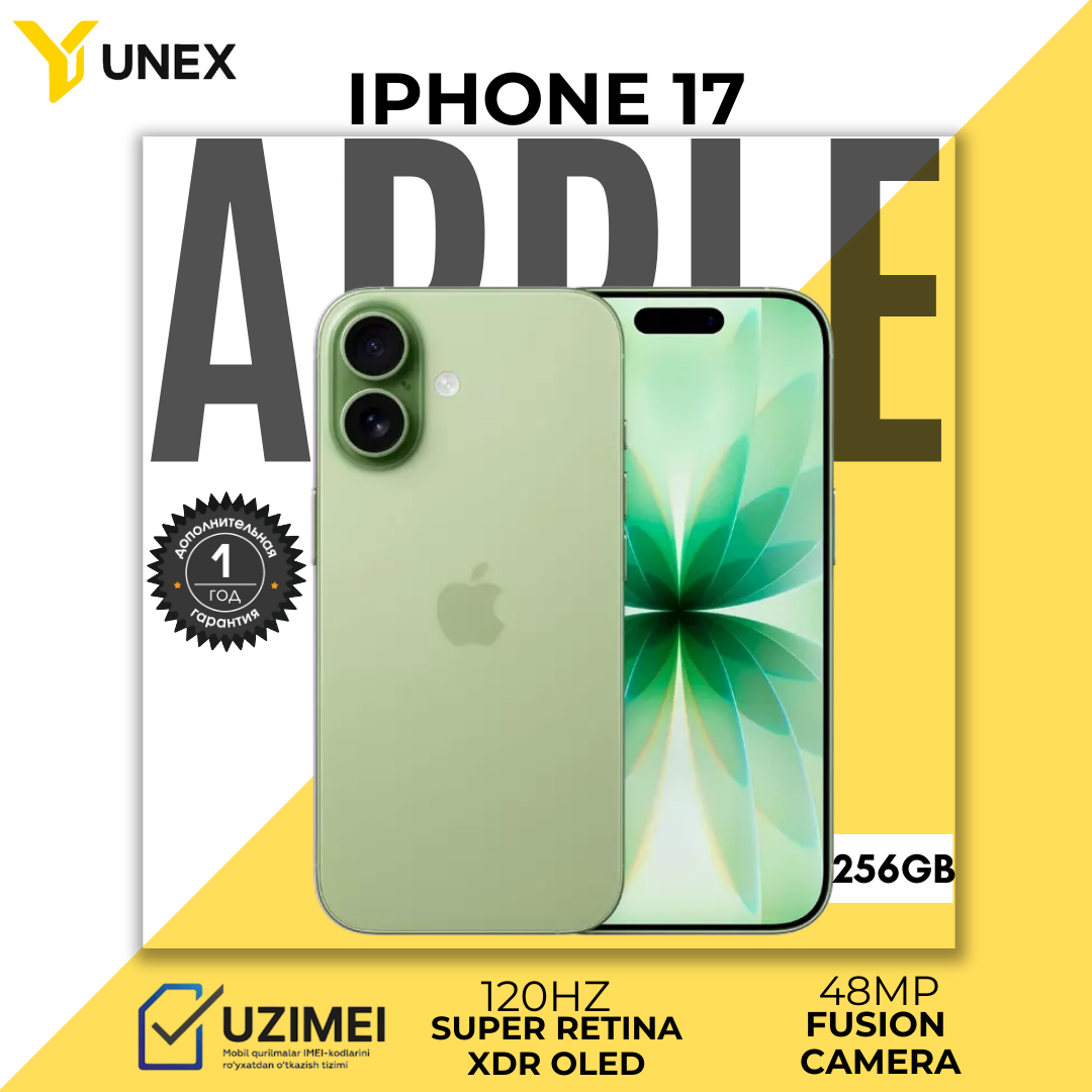 Смартфон Apple iPhone 17, 256ГБ, (ORIGINAL)", камера 48МП, NFC, IP68, Sage
