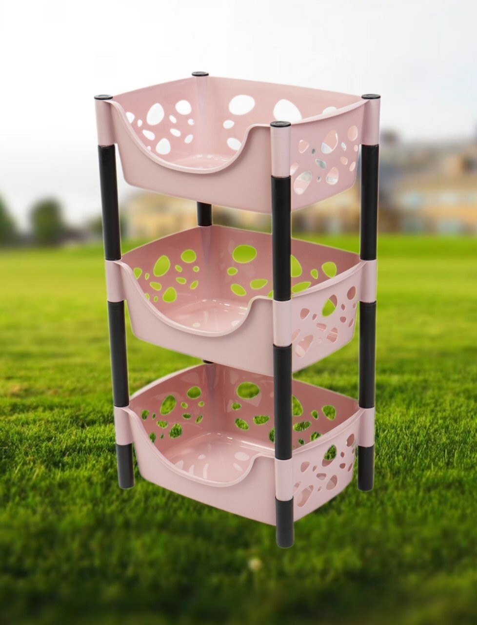 Этажерка пластиковая для кухни, ванной, спальни, сборная для хранения вещей.