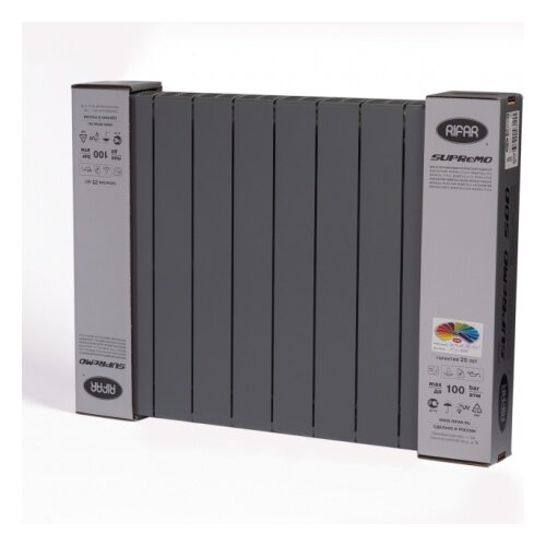RIFAR Радиатор биметаллический RIFAR SUPReMO 500 х 10 секций титан боковое подключение