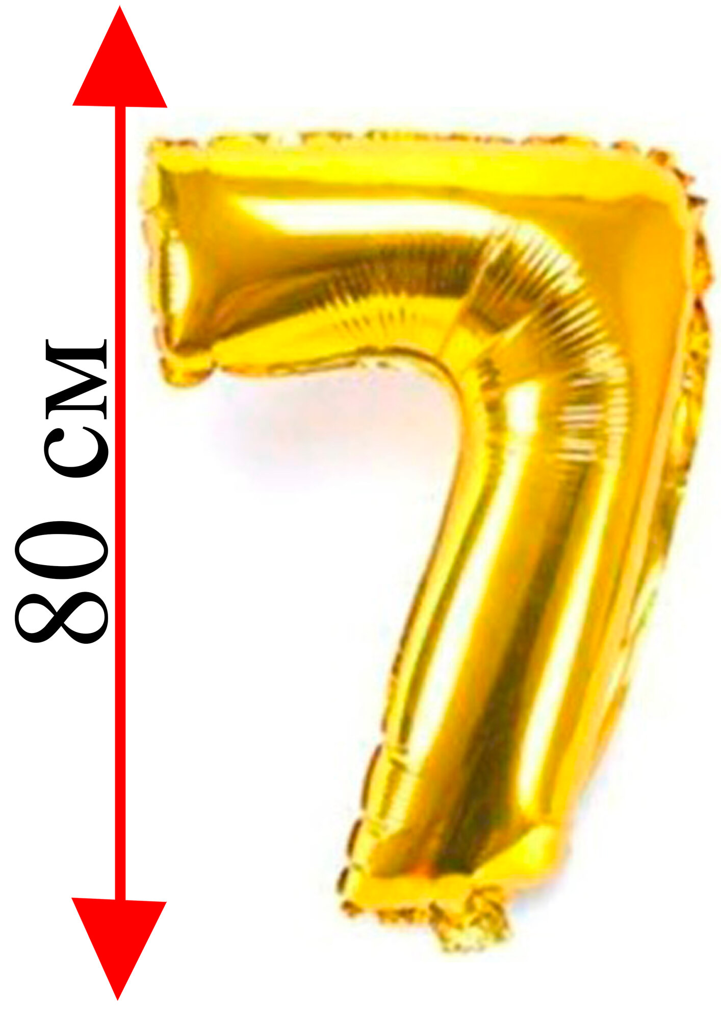 Фольгированные воздушные шары "Буквы", высота 32 дм, (82см), золотистый цифра 7