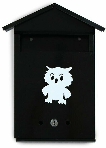 Ящик почтовый с замком, вертикальный, Домик, чёрный - фотография № 2