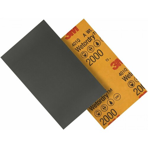 Микротонкий водостойкий абразивный шлифовальный лист 3M™ арт. 02049 Wetordry™ 401Q P2000 (наждачная бумага / наждачка), 138x230 мм, 3 шт.