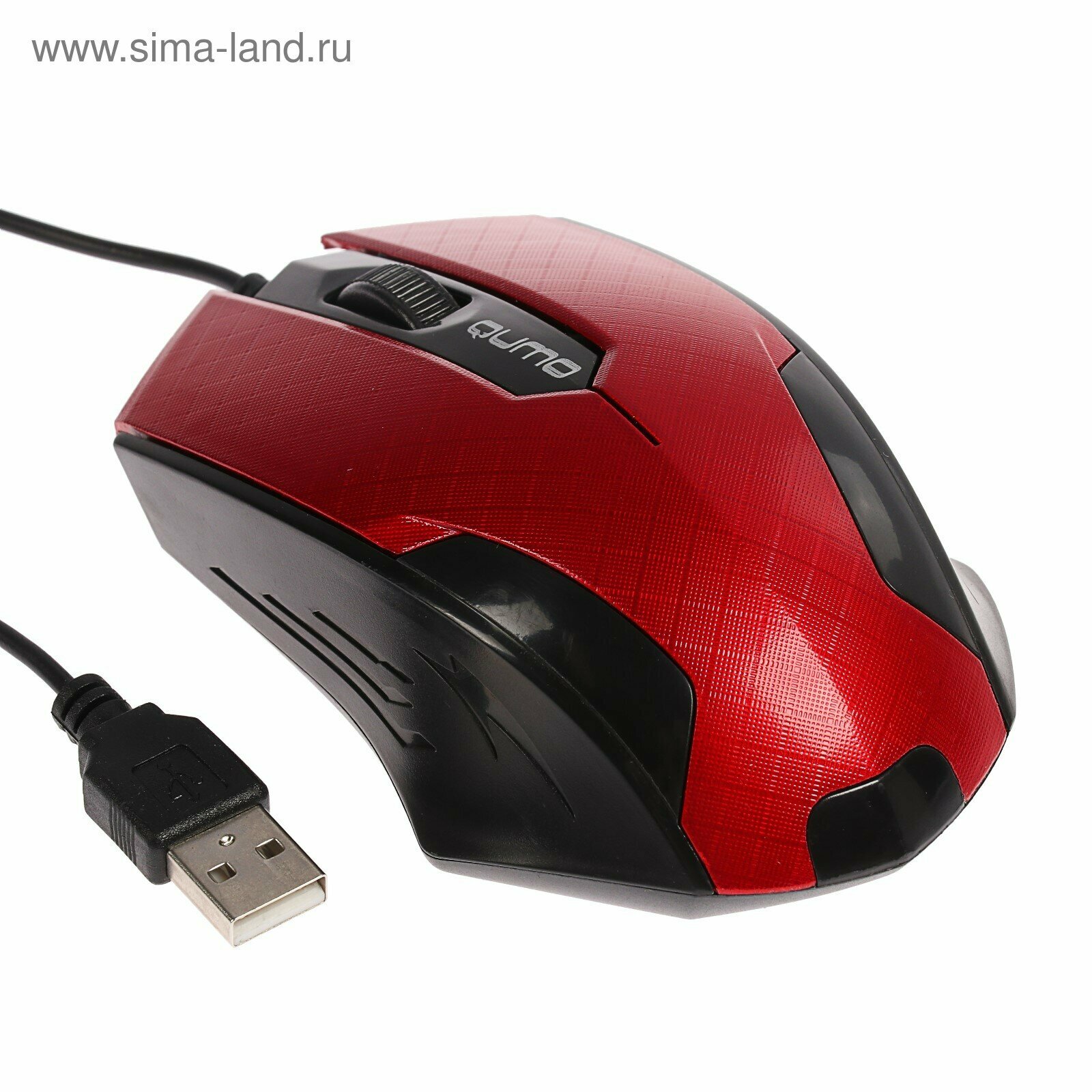 Мышь Qumo M14 Office, проводная, оптическая, 3 кнопки, 1000 dpi, USB, красная