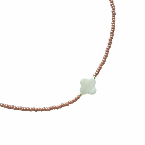 Чокер, бисер, коричневый