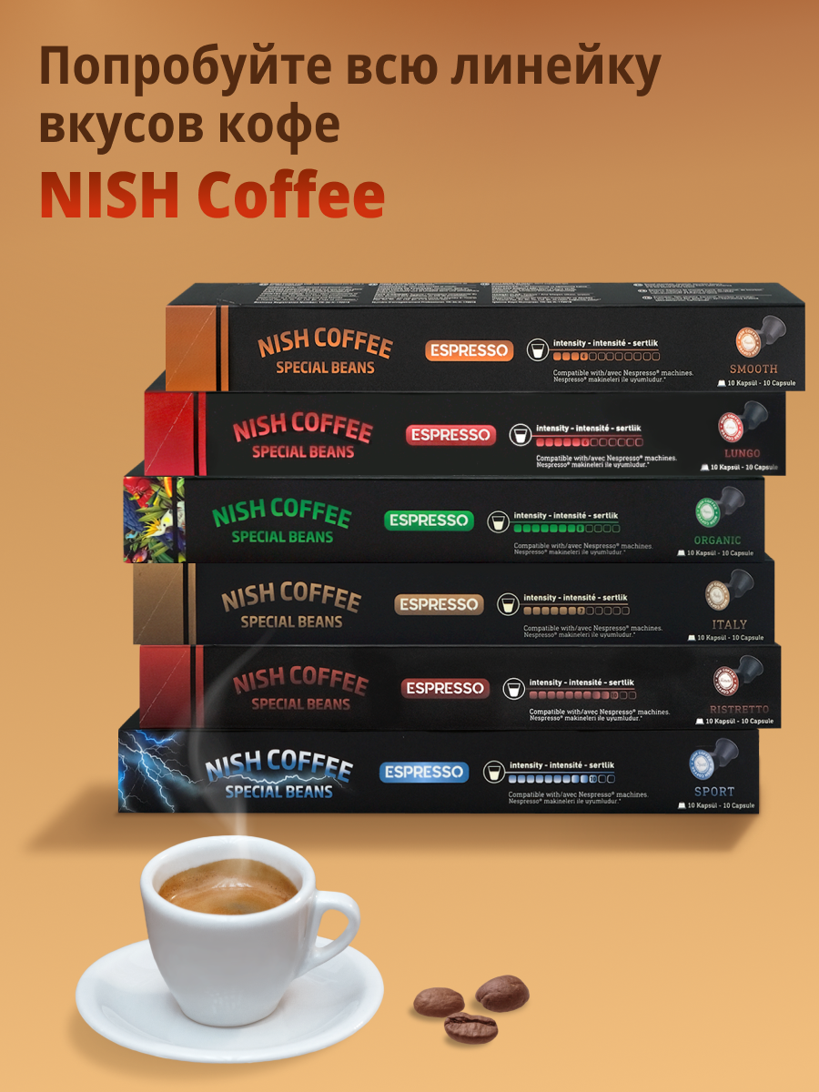 Кофе в капсулах NISH COFFEE SIRIUS Ristretto 10 шт (для кофемашин Nespresso) - фотография № 6