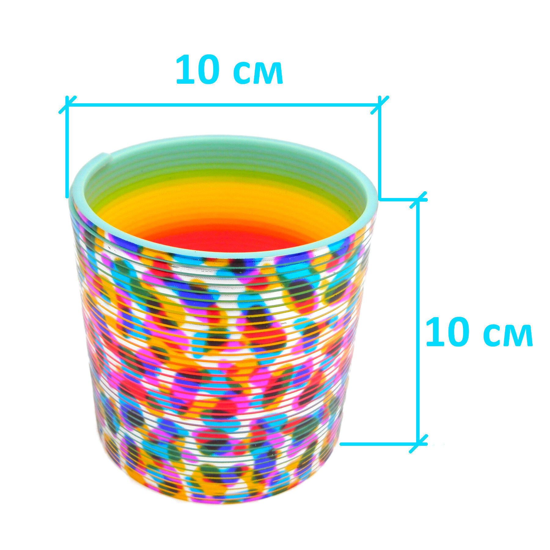Пружинка Радуга большая 10 на 10 см. Игрушка антистресс Голографическая спираль Slinky