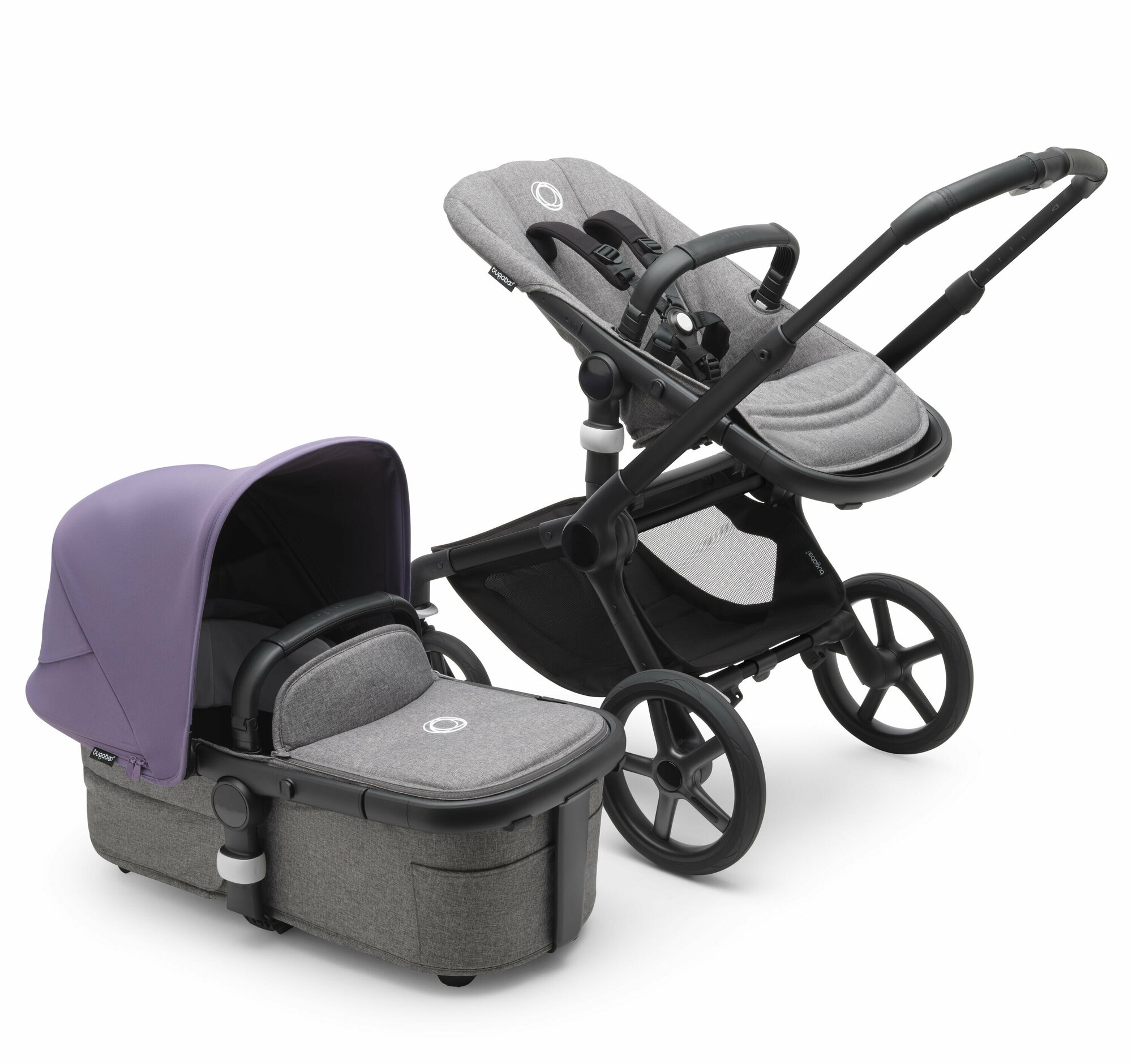 Коляска 2 в 1 Bugaboo Fox 5 Black/Grey Melange/Astro Purple