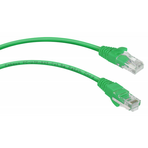 Патч-корд CABEUS U/UTP PC-UTP-RJ45-Cat.5e-0.3m-GN категория 5е, 2xRJ45/8p8c, неэкранированный, зеленый, PVC, 0.3м