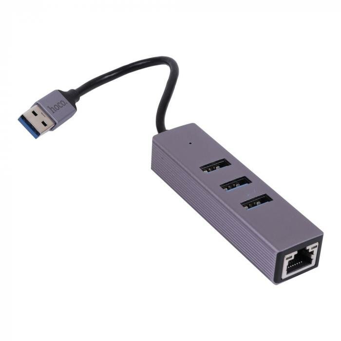 USB хаб Hoco HB34 USB 30*3  RJ45 Gigabit Ethernet 1000 Мбит/с