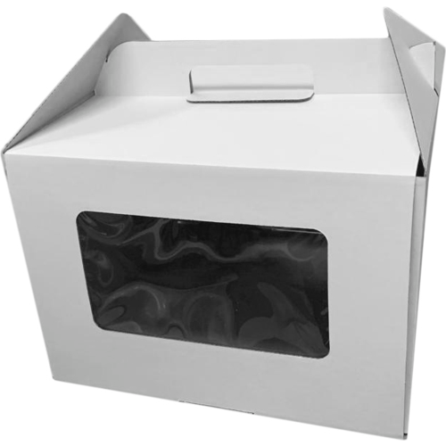 Упаковка для торта на 3 кг. 30х30х20 с окошком Белая Handle Box белый