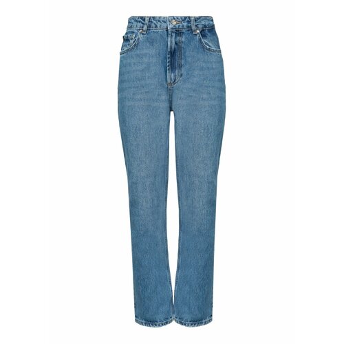Джинсы LIU JO, размер 30, голубой джинсы прямого кроя с высокой талией и множеством карманов средняя стирка