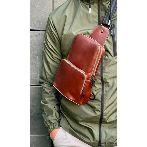 фото Сумка слинг 35leather, фактура гладкая, коричневый